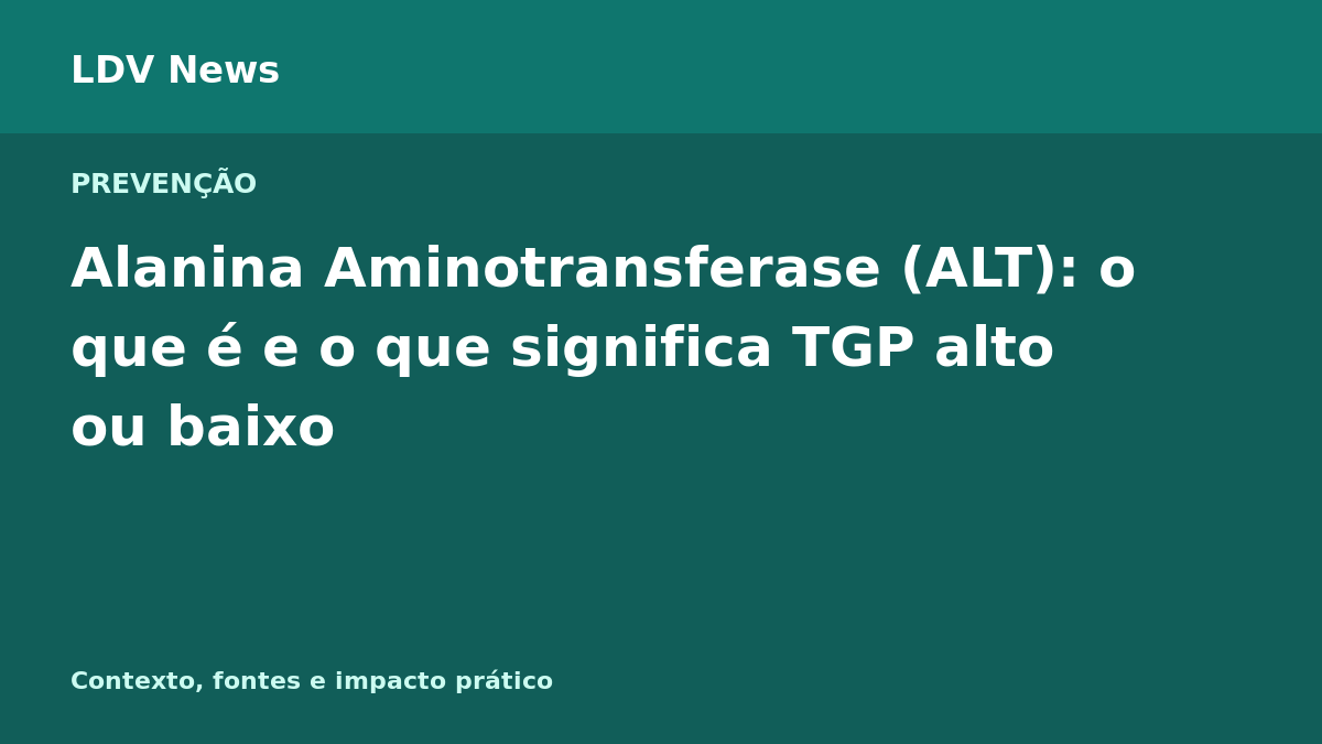 Capa editorial: Alanina Aminotransferase (ALT): o que é e o que significa TGP alto ou baixo